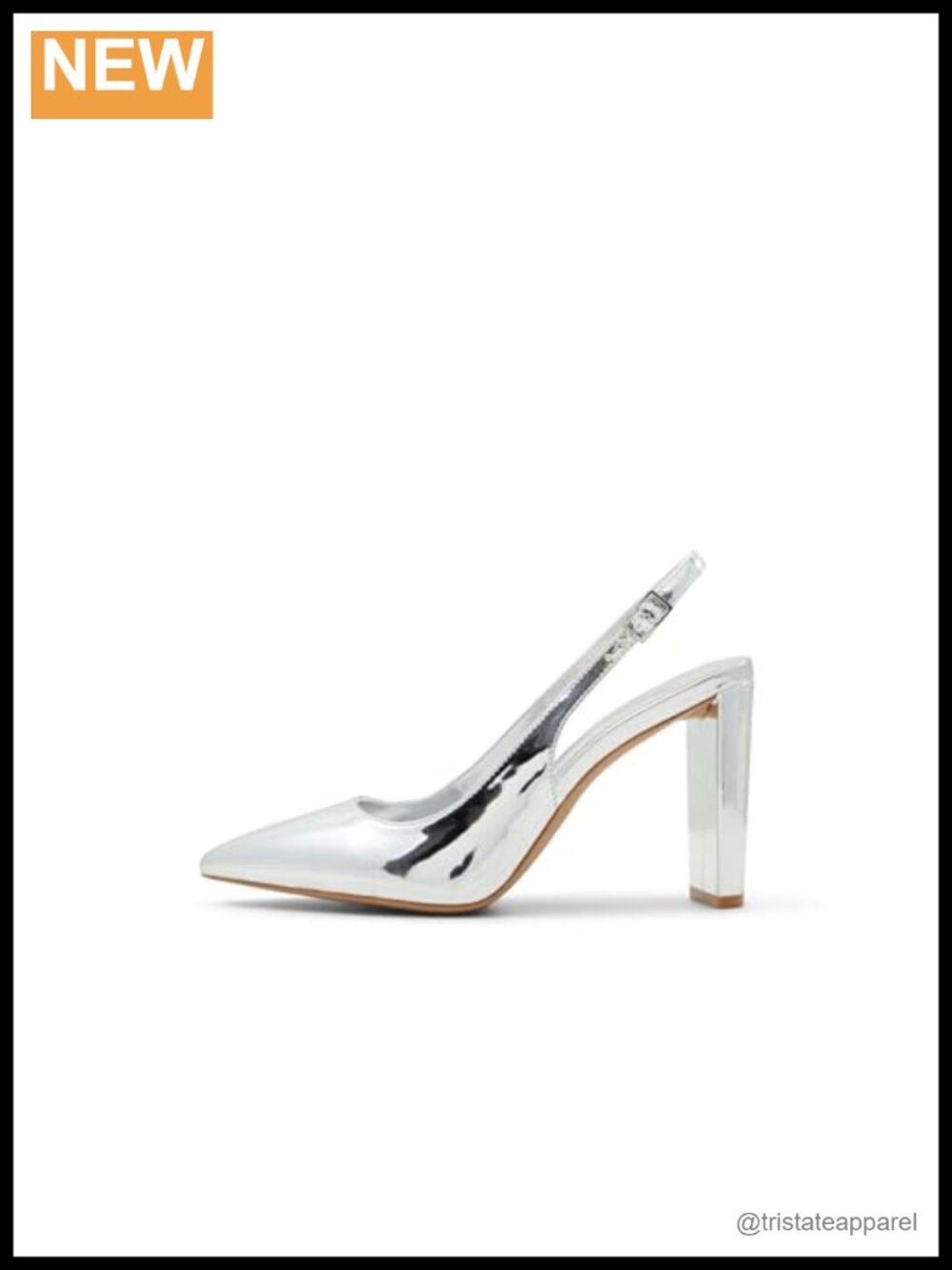 Women's Silver Stiletto Heel Pumps with Buckle Closure, Pointy Toe